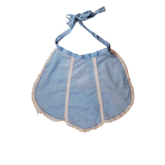 Vintage Accessories - Blue Vintage Feminine Apron with White Lace Edging